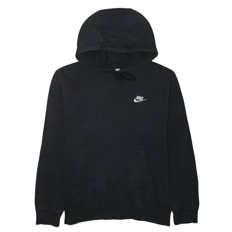 Nike Black Hoodie Men's Medium Embroidered Chest Logo Drawstring Pullover Sweatshirt sold by Vintage Club