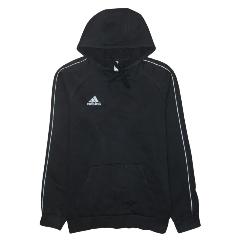 Adidas Black Hoodie Women’s Small Embroidered Logo Contrast Piping Pullover Sweatshirt sold by Vintage Club