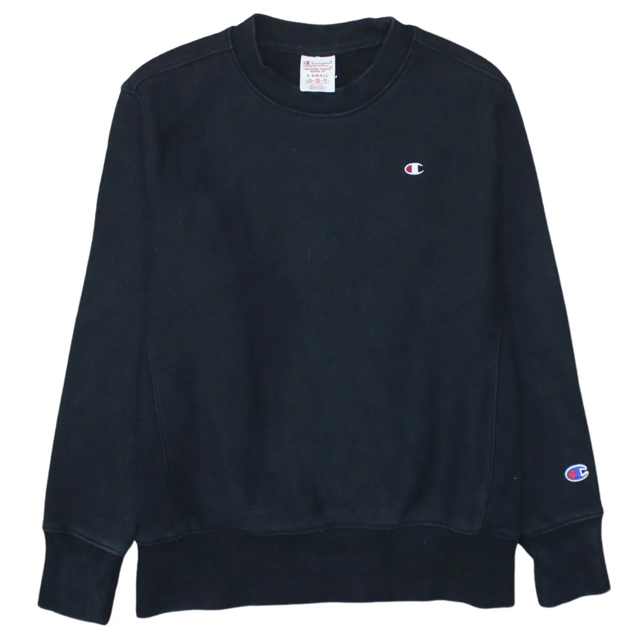Champion Black Sweatshirt Men's XSmall Embroidered C Logo Crewneck Ribbed Cuffs Pullover sold by Vintage Club