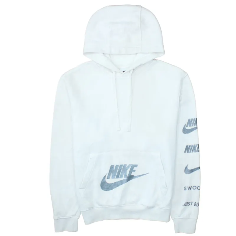 Nike White Hoodie Men’s Small Printed Logo Sleeve Graphic Pullover Sweatshirt made by Nike