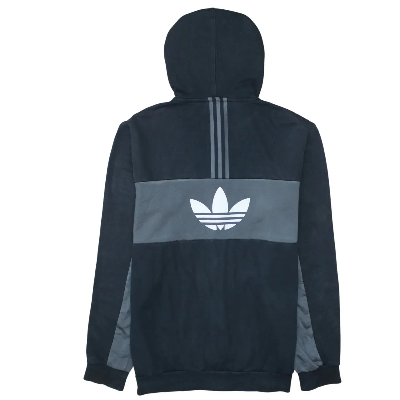 Adidas Black Zip Hoodie Women's XLarge Trefoil Logo Grey Panel Three Stripe Sweatshirt sold by Vintage Club product image thumbnail 2