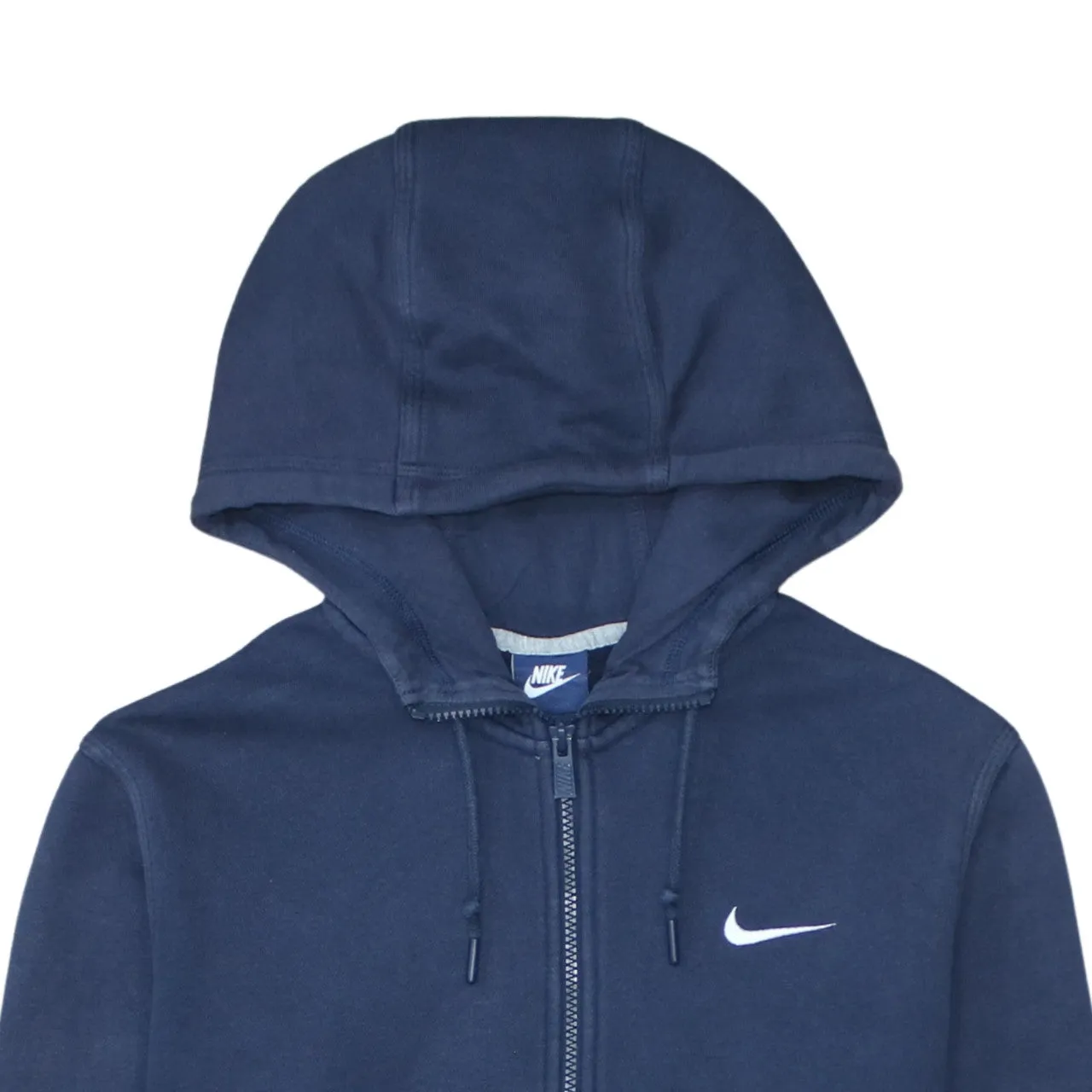 Nike Navy Blue Zip Hoodie Men's Medium Embroidered Swoosh Split Pocket Fleece Sweatshirt sold by Vintage Club product image thumbnail 3