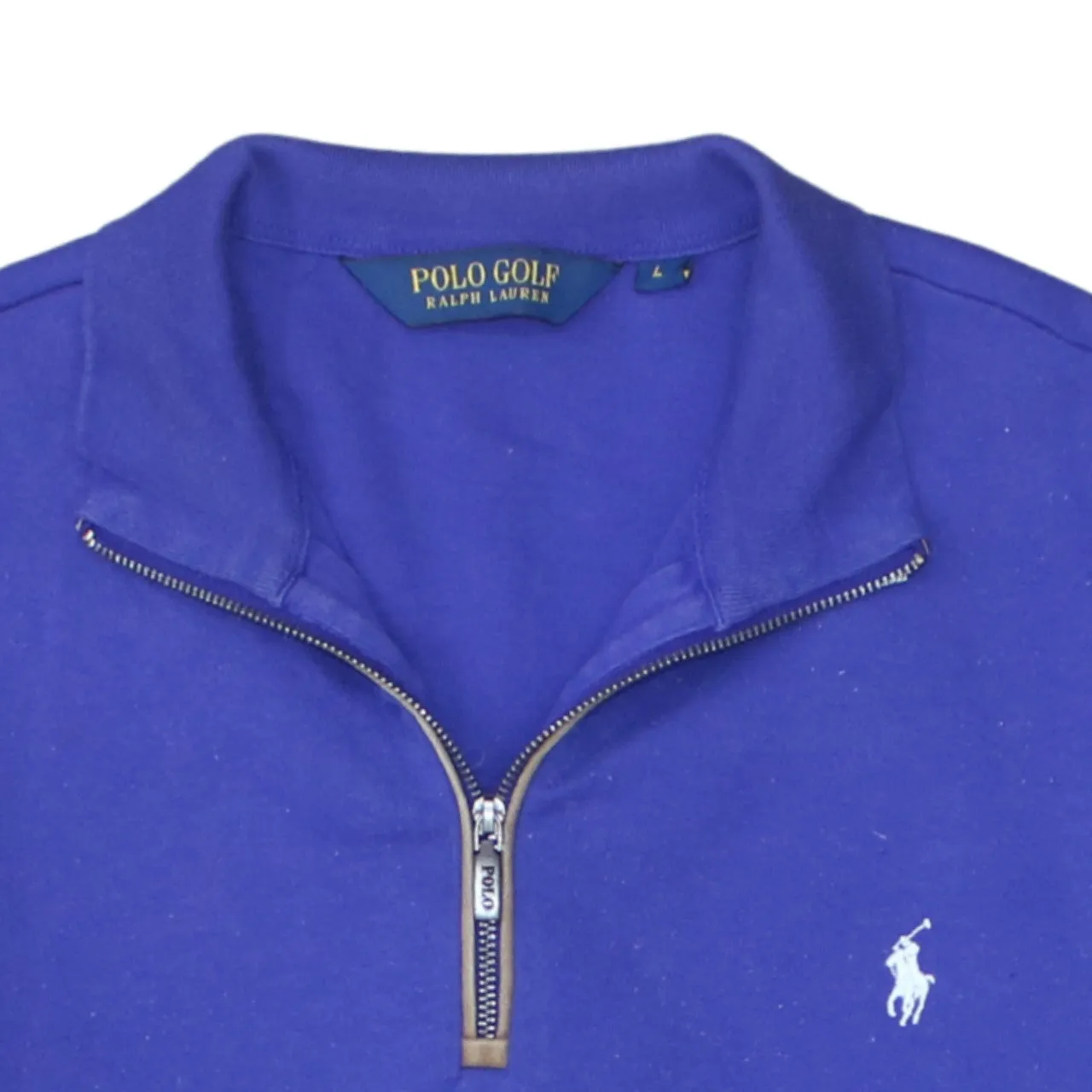 Polo Ralph Lauren Royal Blue Quarter Zip Sweatshirt Women’s Large Embroidered Pony Pullover Fleece Top sold by Vintage Club product image thumbnail 3