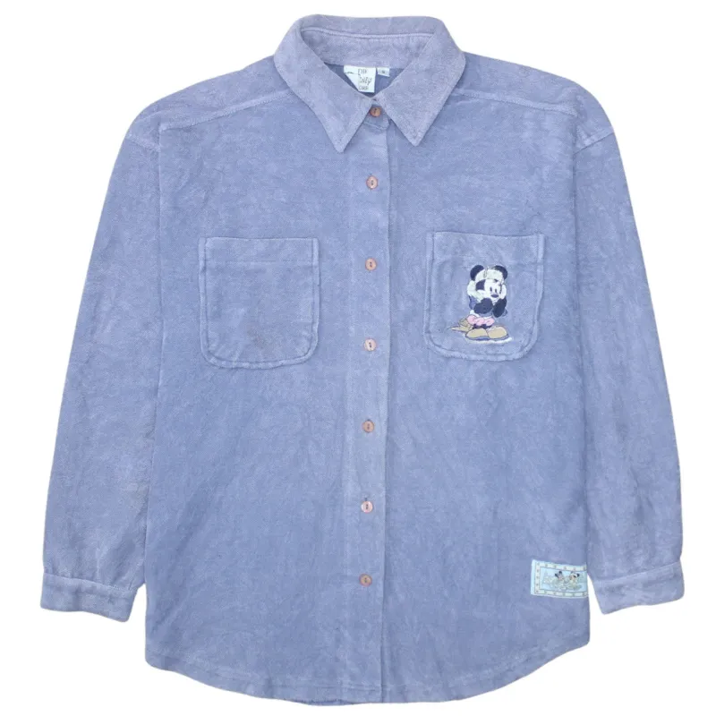 Disney Purple Shirt Men’s Small Embroidered Mickey Front Pockets Character Graphic Top made by Disney