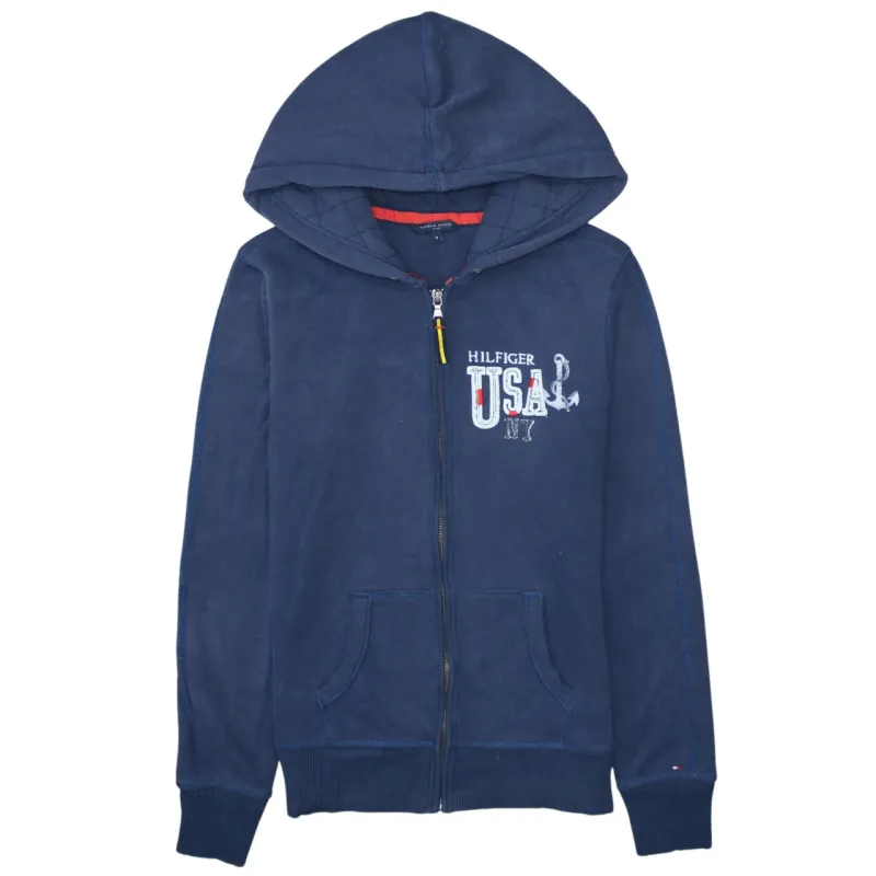 Tommy Hilfiger Navy Blue Hoodie Women’s Medium Embroidered USA Logo Zip Sweatshirt made by Tommy Hilfiger