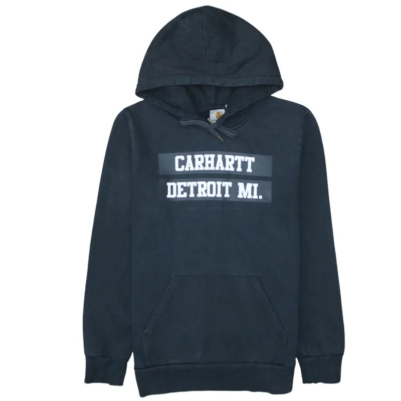 Carhartt Black Hoodie Men's Small Printed Detroit MI Logo Pullover Sweatshirt made by Carhartt