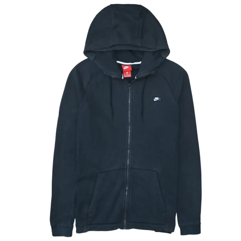 Nike Black Full Zip Hoodie Women’s Medium Embroidered Swoosh Split Pocket Sweatshirt sold by Vintage Club