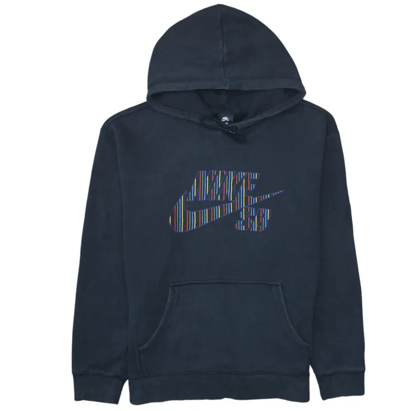 Nike Black Hoodie Men's Medium Multicolour Printed Logo Front Pocket Pullover Sweatshirt made by Nike