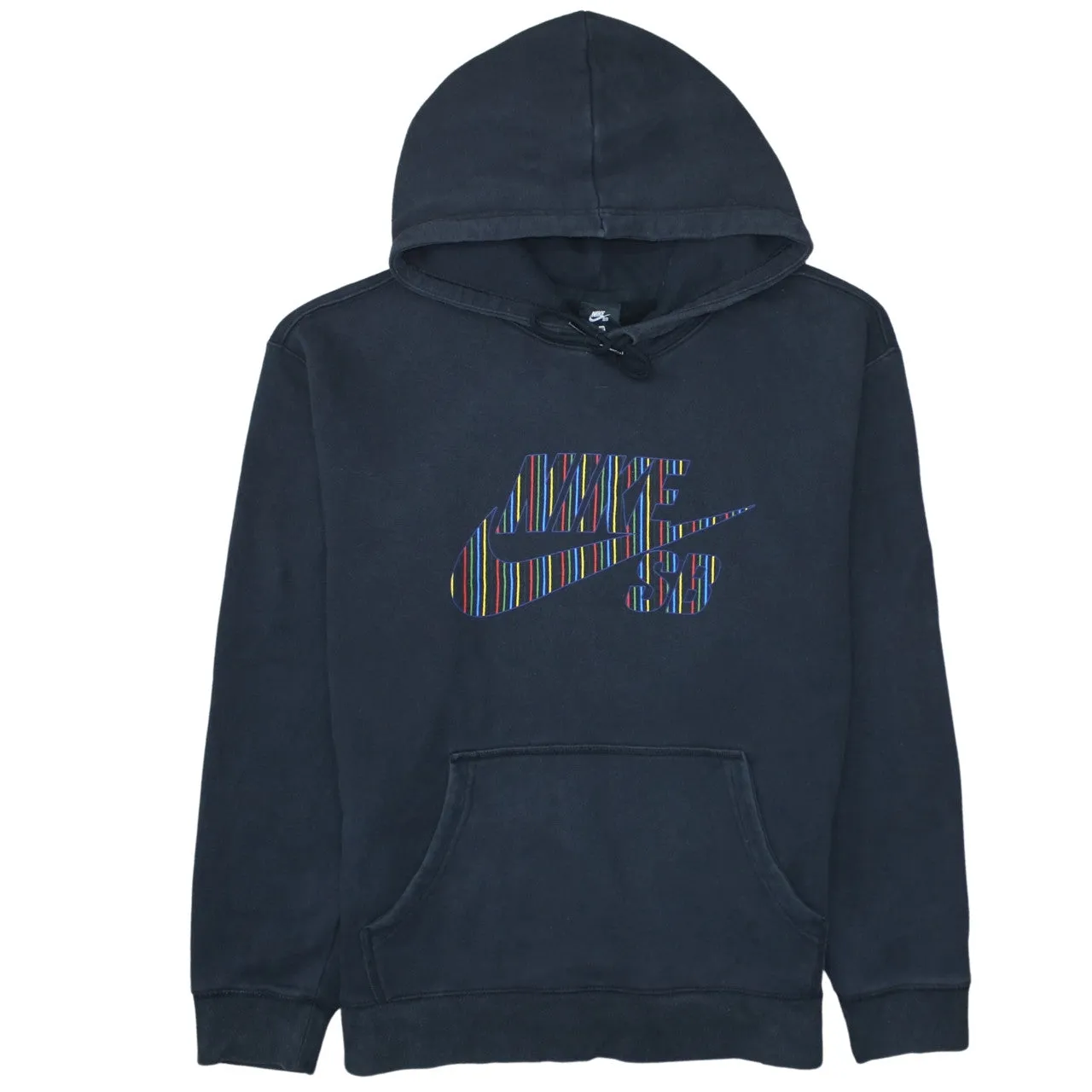 Nike Black Hoodie Men's Medium Multicolour Printed Logo Front Pocket Pullover Sweatshirt sold by Vintage Club