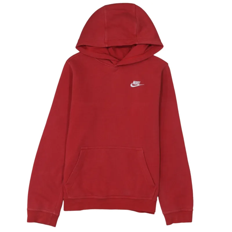 Nike Burgundy Red Hoodie Women’s XLarge Embroidered Swoosh Front Pocket Pullover Sweatshirt made by Nike