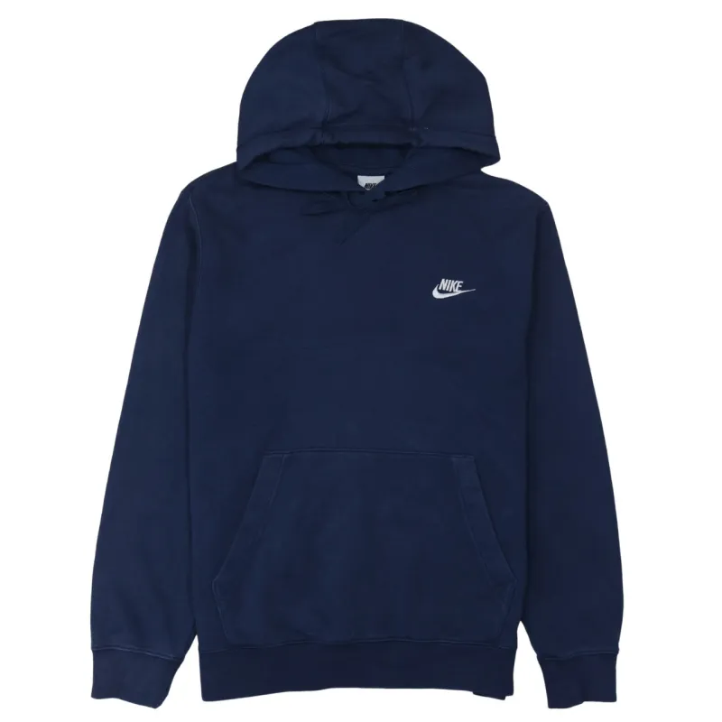 Nike Navy Blue Hoodie Men's Small Embroidered Swoosh Logo Front Pocket Pullover Sweatshirt sold by Vintage Club