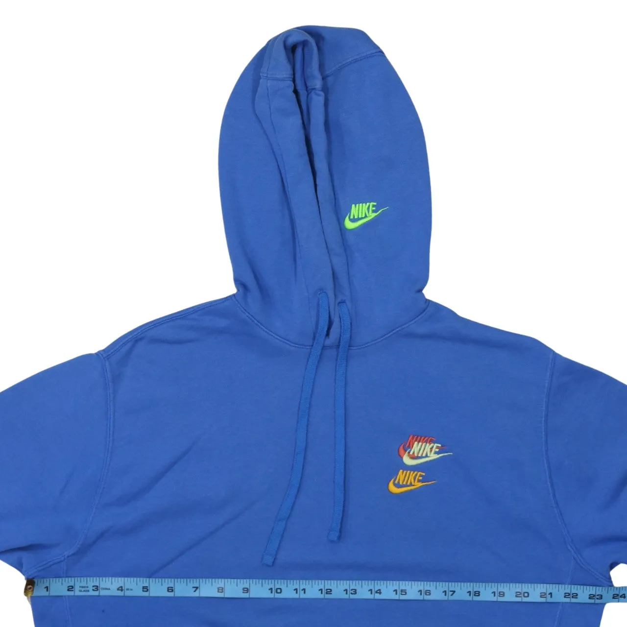 Nike Royal Blue Hoodie Men's Medium Printed Multi Swoosh Logos Front Back Pullover Sweatshirt sold by Vintage Club product image thumbnail 5