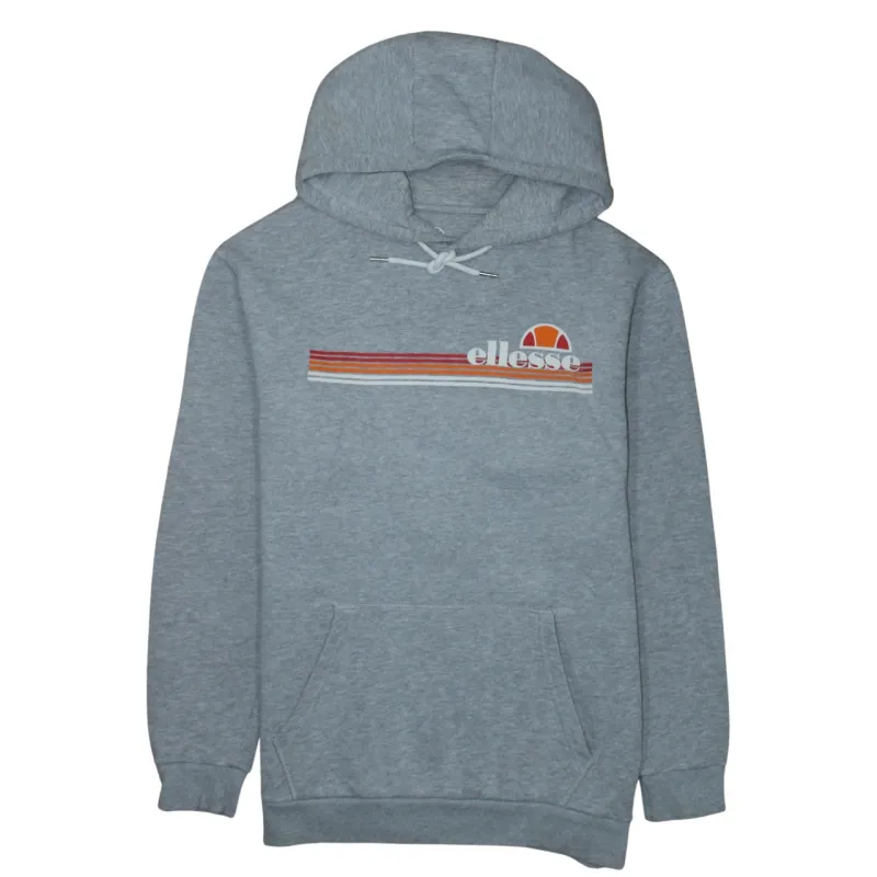 Ellesse Grey Hoodie Men's Small Embroidered Chest Logo Front Pocket Pullover Sweatshirt sold by Vintage Club