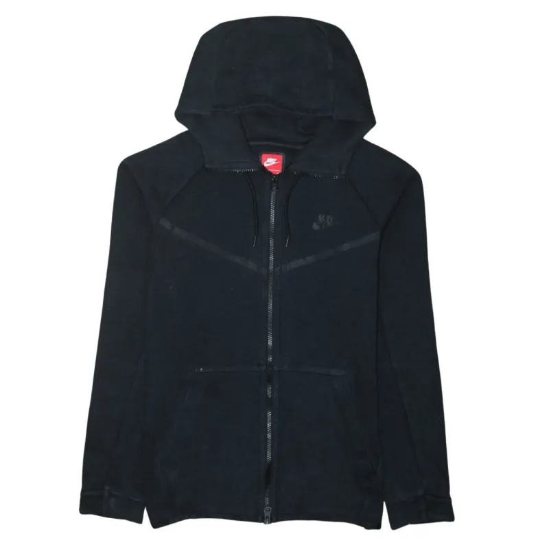 Nike Black Full Zip Hoodie Women’s Small Printed Logo Front Pockets Casual Sweatshirt made by Nike