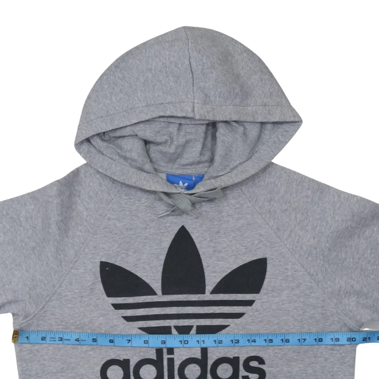 Adidas Grey Hoodie Men's Small Printed Trefoil Logo Front Pocket Pullover Sweatshirt sold by Vintage Club product image thumbnail 5