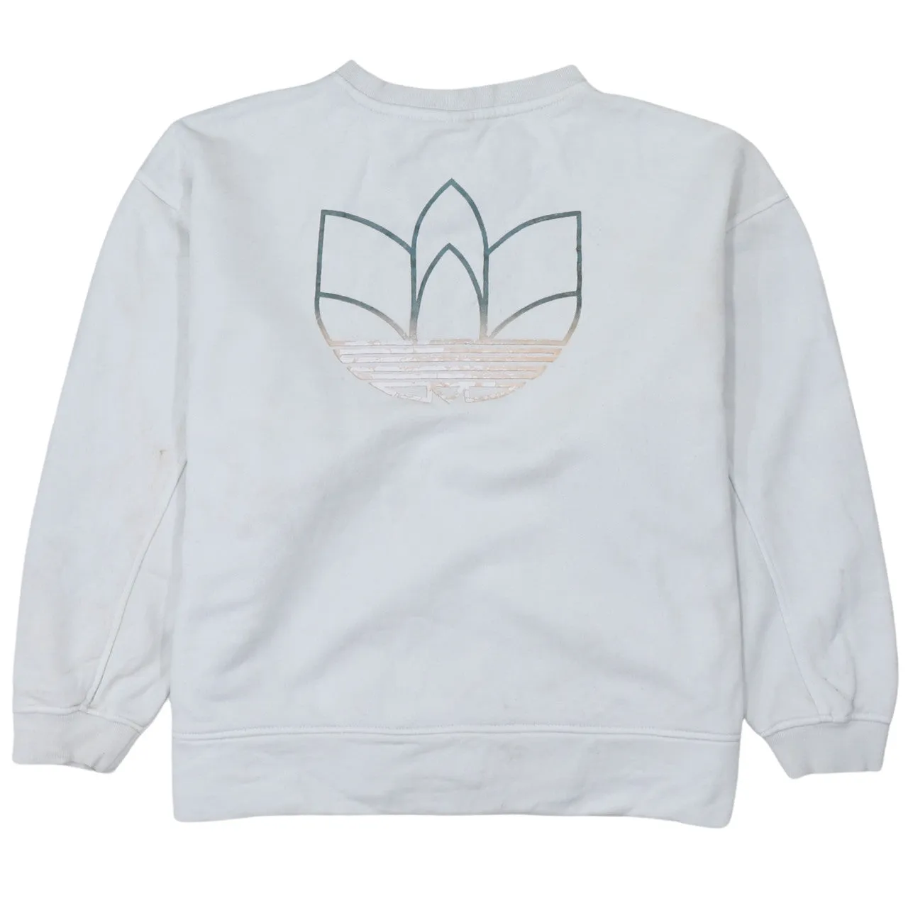 Adidas White Sweatshirt Women’s XXLarge Small Trefoil Chest Large Back Logo Pullover Top sold by Vintage Club product image thumbnail 2