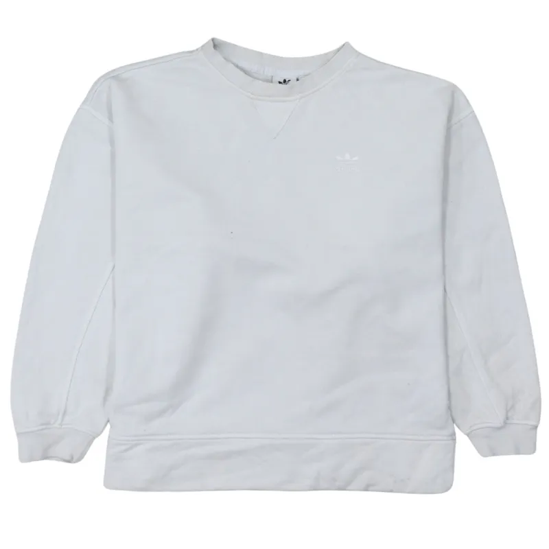 Adidas White Sweatshirt Women’s XXLarge Small Trefoil Chest Large Back Logo Pullover Top sold by Vintage Club