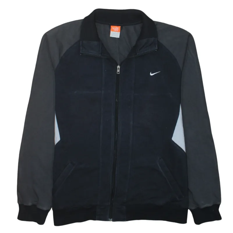 Nike Black Full Zip Sweatshirt Jacket Men's XLarge Embroidered Swoosh Pockets Ribbed Hem Top sold by Vintage Club