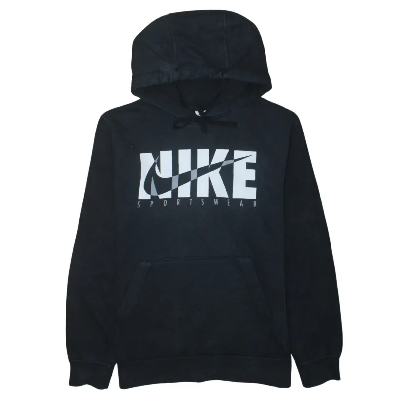 Nike Black Hoodie Men's Small Printed Sportswear Logo Front Pocket Pullover Sweatshirt made by Nike