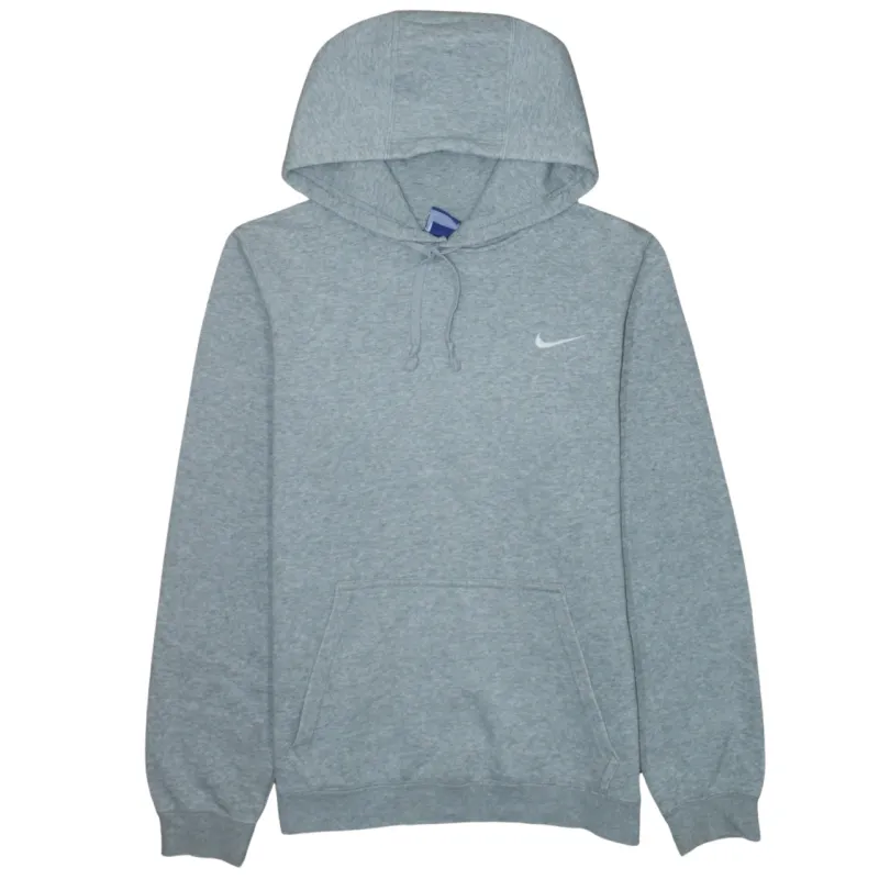 Nike Grey Pullover Hoodie Men’s Small Embroidered Swoosh Front Pocket Fleece Sweatshirt sold by Vintage Club