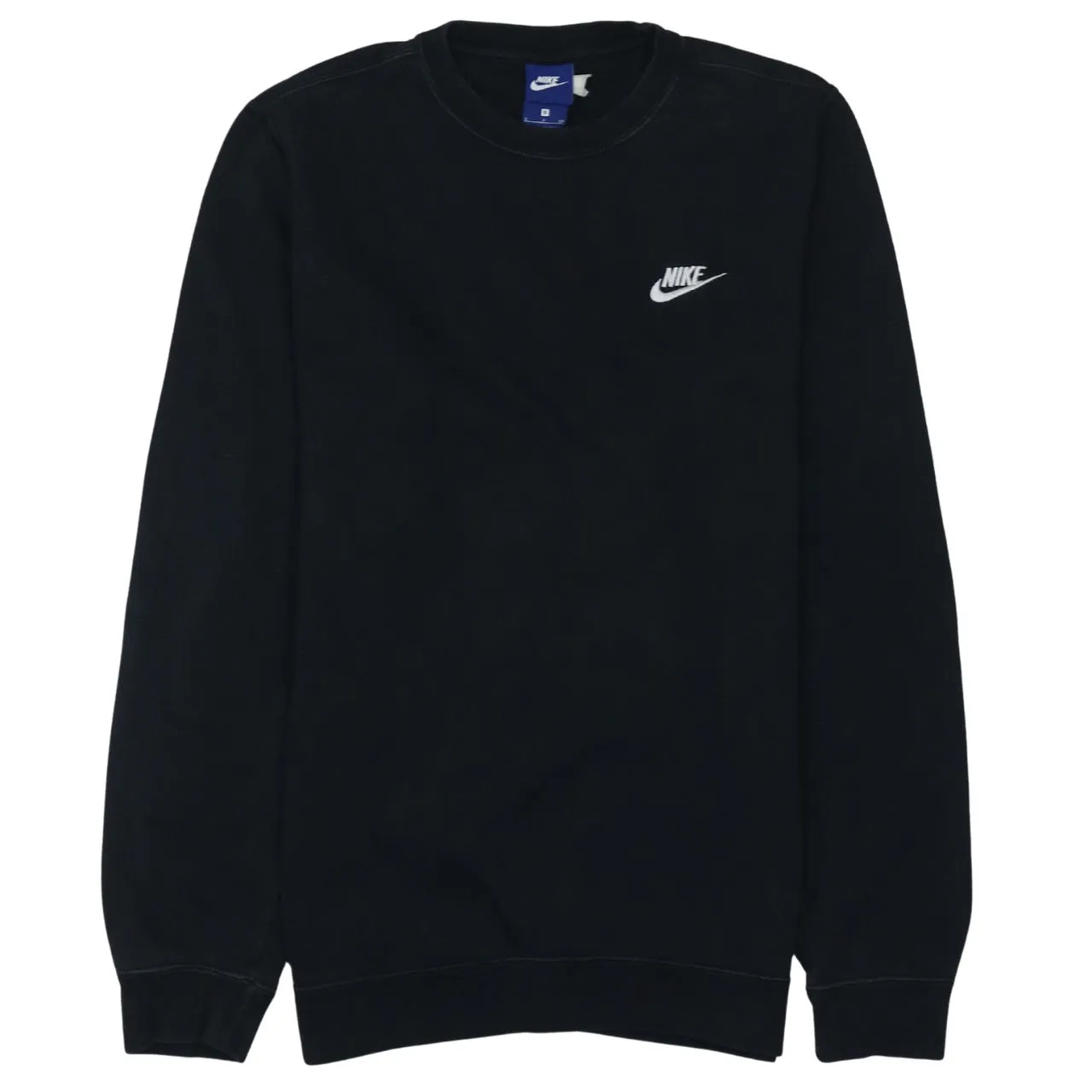 Nike Black Sweatshirt Men's Small Embroidered Swoosh Logo Crewneck Pullover Jumper sold by Vintage Club