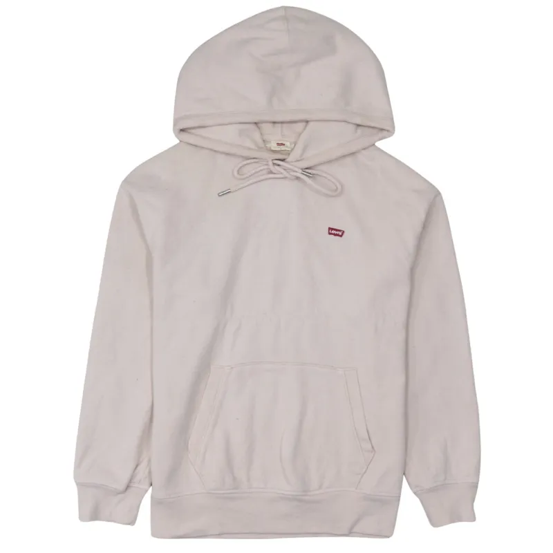 Levi's Pale Pink Hoodie Men's Medium Small Logo Embroidered Chest Front Pocket Pullover Sweatshirt made by Levi's