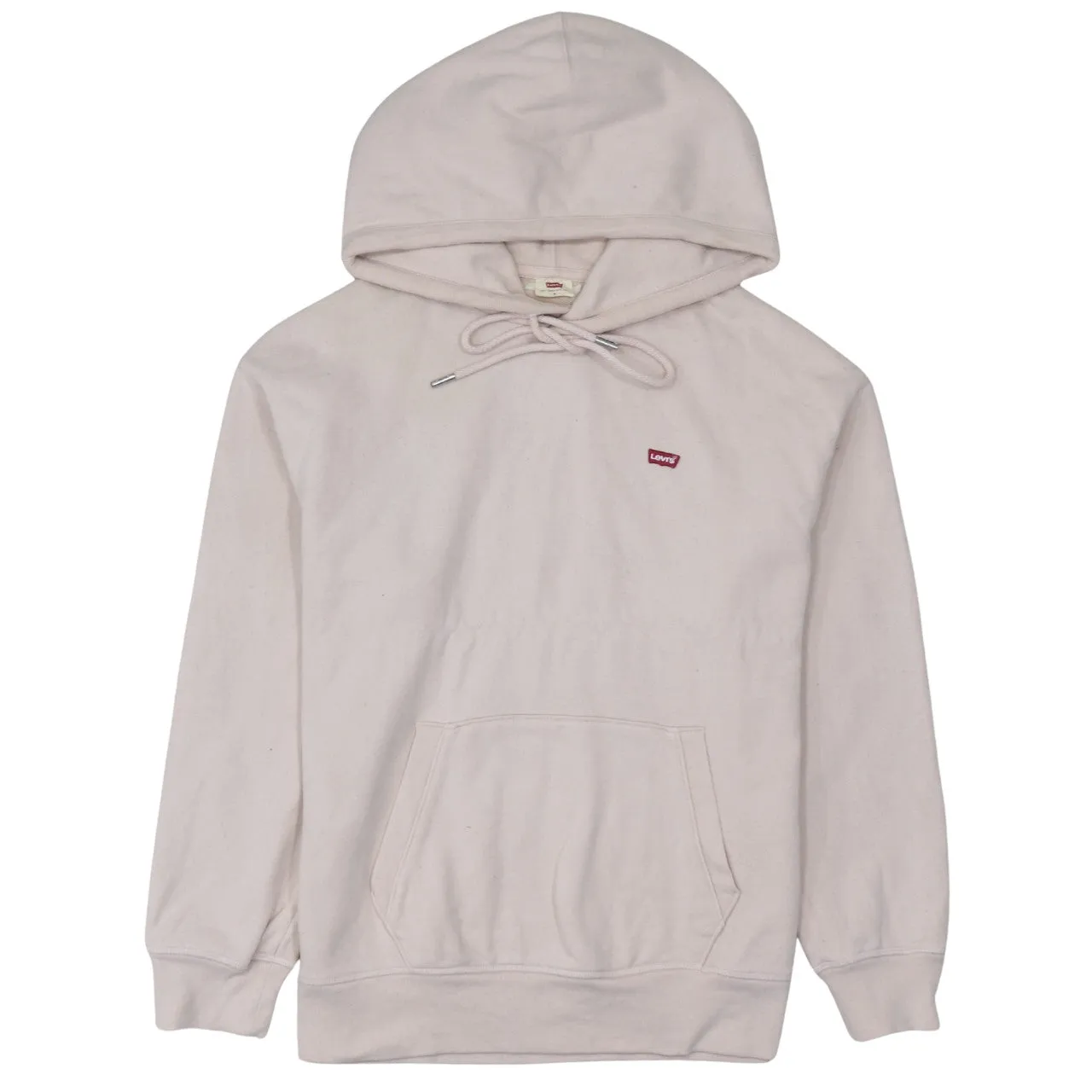 Levi's Pale Pink Hoodie Men's Medium Small Logo Embroidered Chest Front Pocket Pullover Sweatshirt sold by Vintage Club
