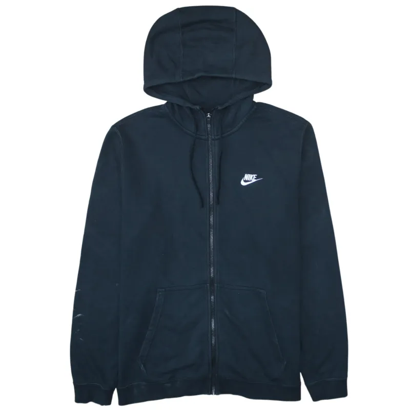 Nike Black Full Zip Hoodie Women’s Large Embroidered Swoosh Split Pocket Sweatshirt Top made by Nike