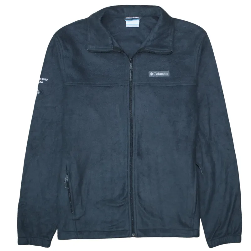 Columbia Black Fleece Jacket Men's Medium Embroidered Logo Full Zip Pockets Outerwear sold by Vintage Club