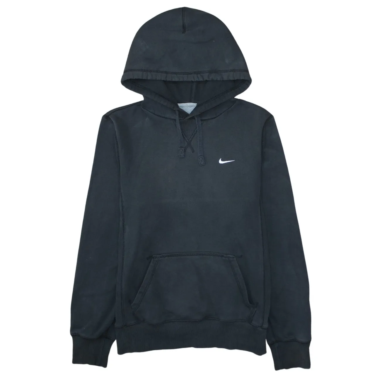Nike Black Pullover Hoodie Men's Small Embroidered Swoosh Front Pocket Fleece Sweatshirt sold by Vintage Club