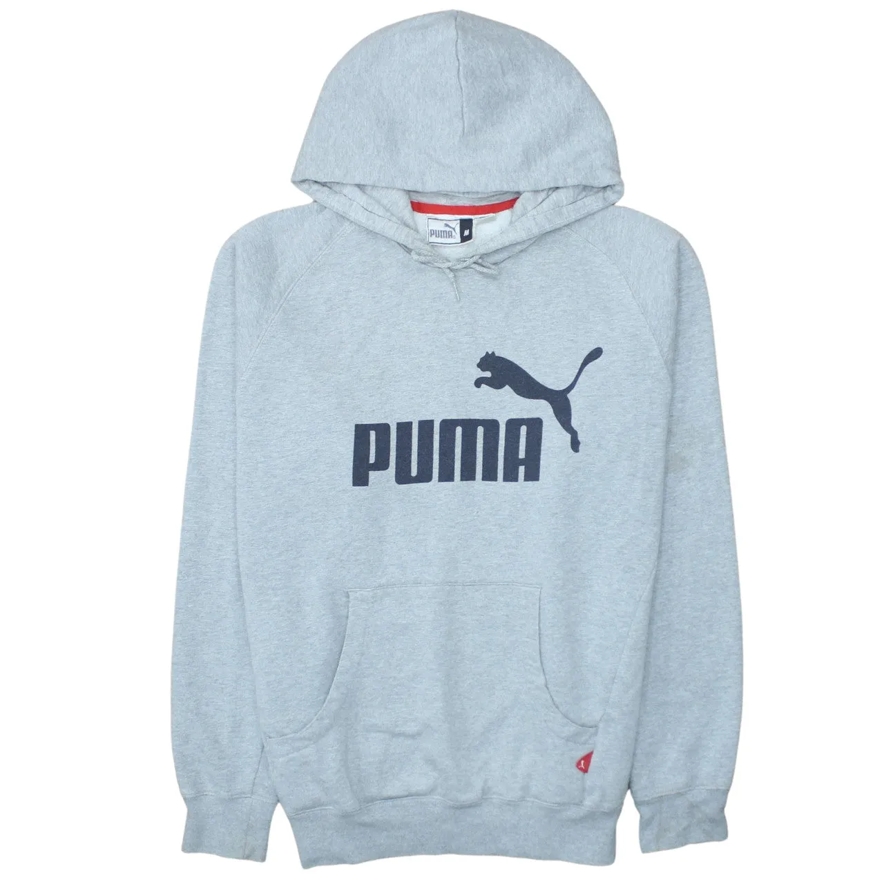 Puma Grey Hoodie Men's Medium Printed Logo Front Pouch Pocket Pullover Sweatshirt sold by Vintage Club