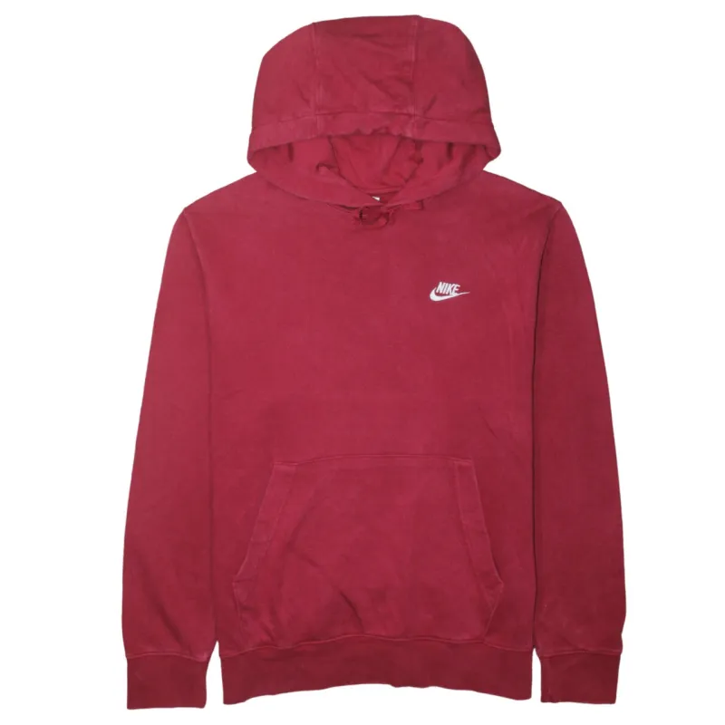 Nike Burgundy Red Hoodie Men’s Medium Embroidered Swoosh Front Pocket Pullover Sweatshirt sold by Vintage Club
