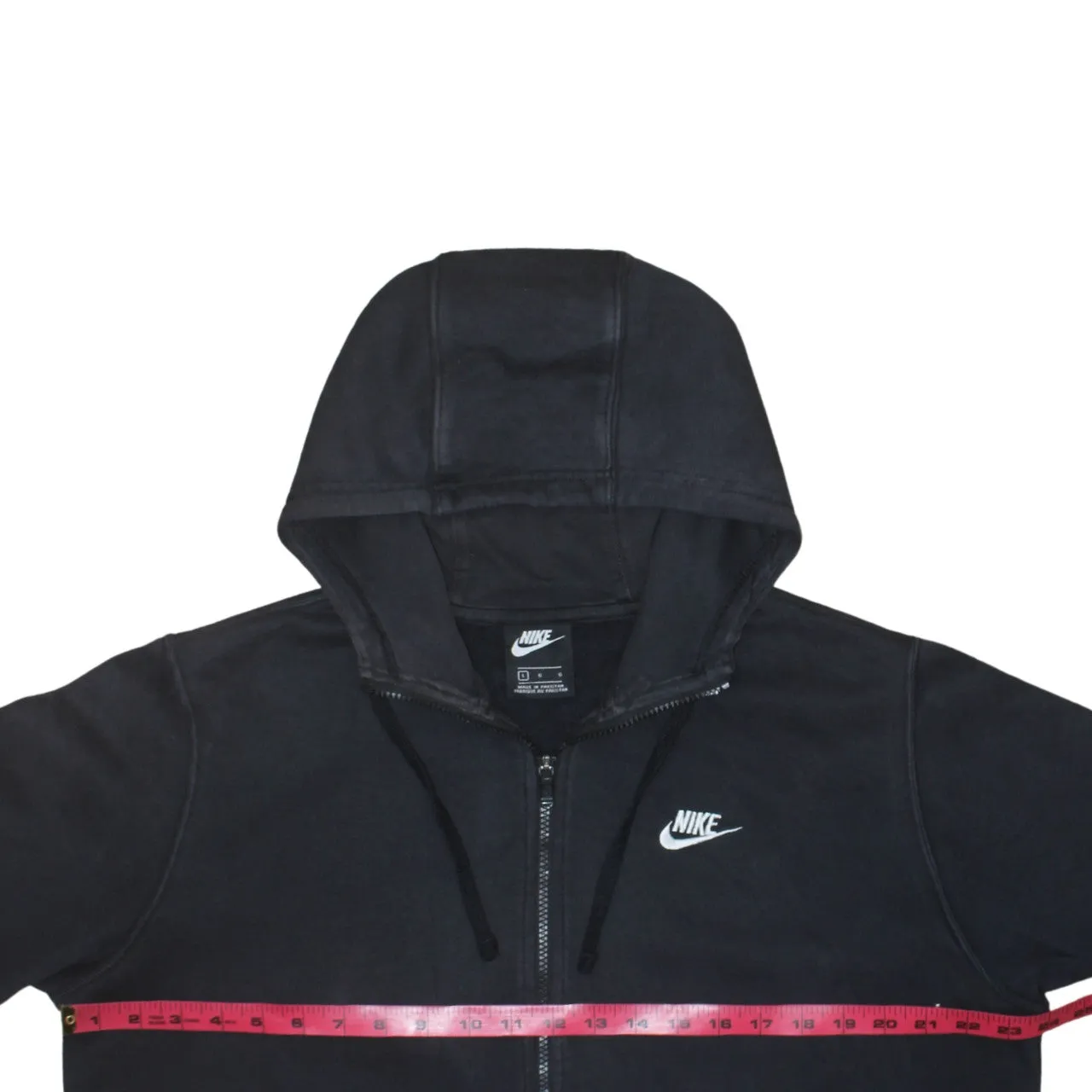Nike Black Full Zip Hoodie Men's Large Embroidered Swoosh Drawstring Hood Pockets Sweatshirt sold by Vintage Club product image thumbnail 5