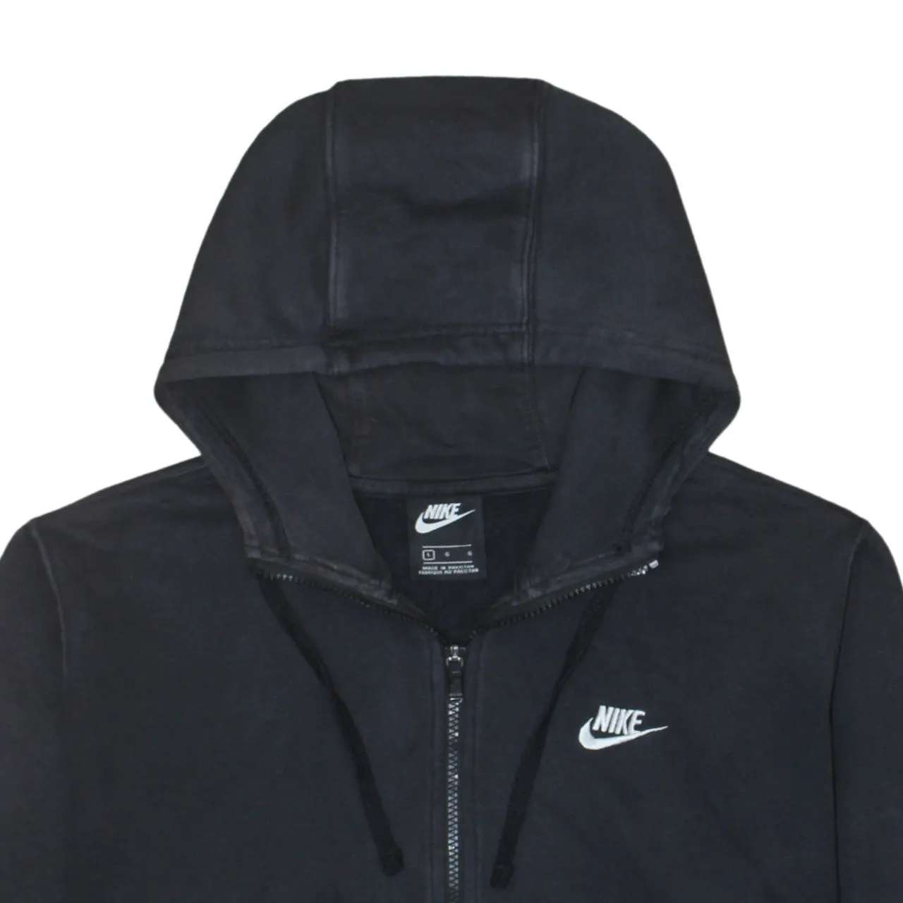 Nike Black Full Zip Hoodie Men's Large Embroidered Swoosh Drawstring Hood Pockets Sweatshirt sold by Vintage Club product image thumbnail 3