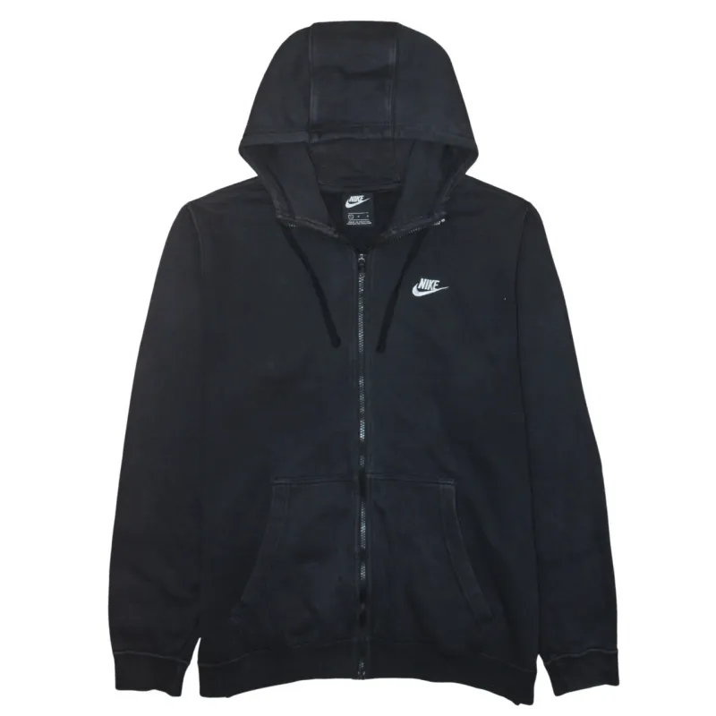 Nike Black Full Zip Hoodie Men's Large Embroidered Swoosh Drawstring Hood Pockets Sweatshirt sold by Vintage Club