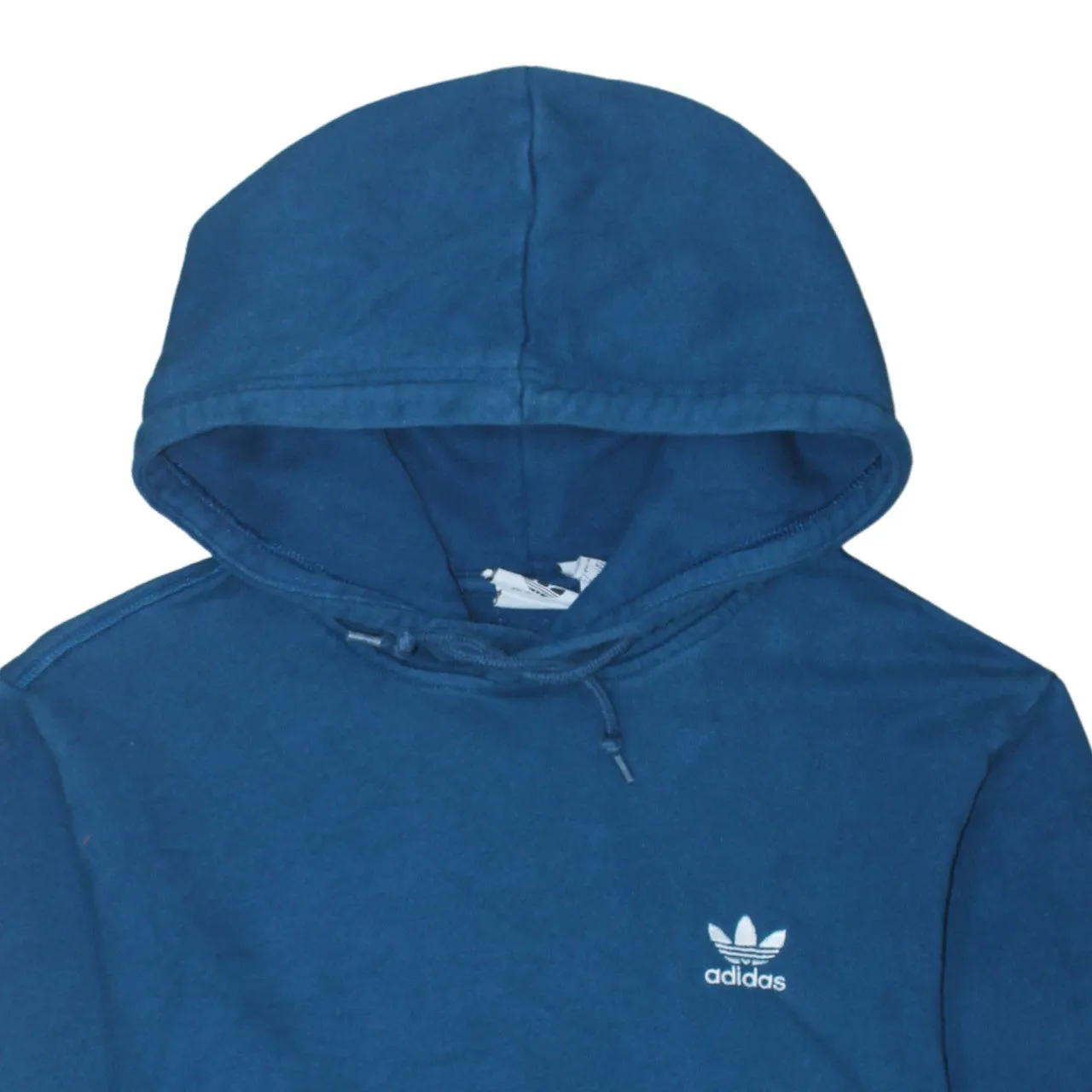 Adidas Blue Hoodie Women’s Medium Embroidered Trefoil Logo Drawstring Pullover Sweatshirt sold by Vintage Club product image thumbnail 3