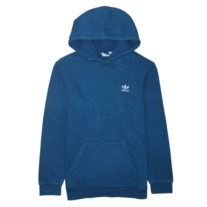 Adidas Blue Hoodie Women’s Medium Embroidered Trefoil Logo Drawstring Pullover Sweatshirt sold by Vintage Club