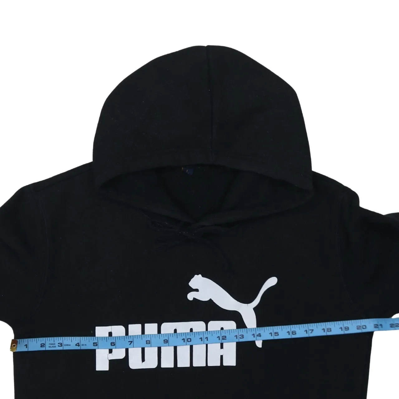 Puma Black Hoodie Women’s Large Printed Big Logo Front Pocket Pullover Sweatshirt sold by Vintage Club product image thumbnail 5
