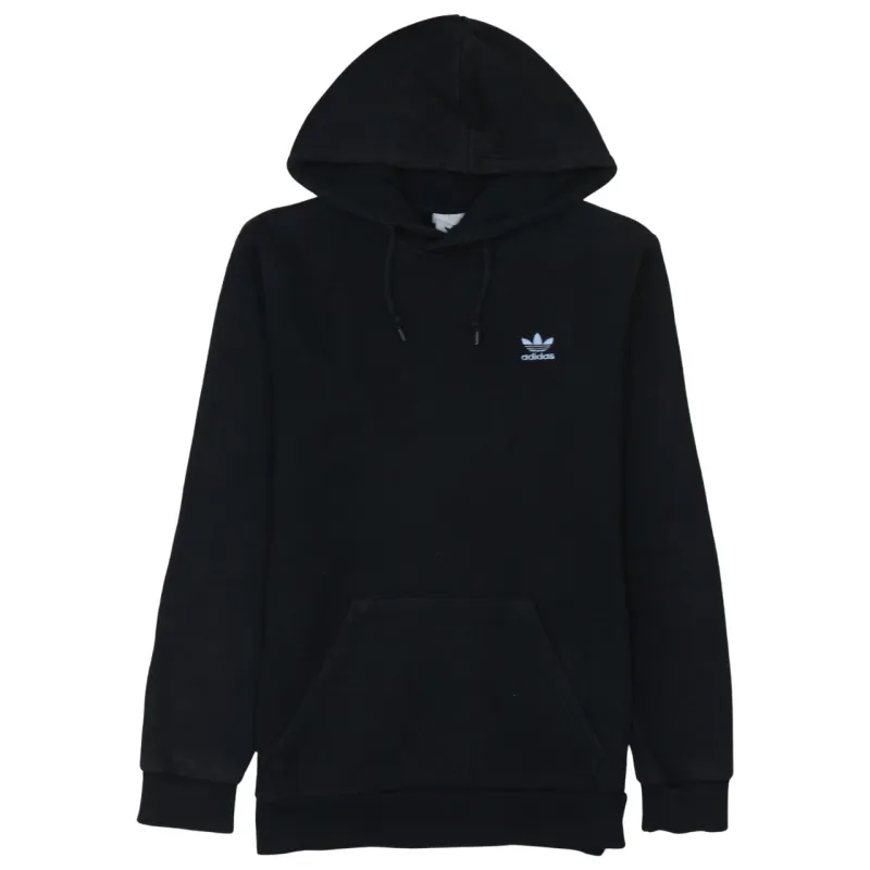 Adidas Black Hoodie Men's Small Embroidered Trefoil Logo Drawstring Pullover Sweatshirt sold by Vintage Club