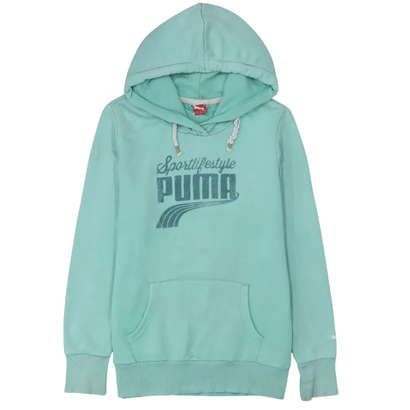 Puma Mint Green Hoodie Women’s XLarge Printed Sportlifestyle Logo Front Pocket Pullover Sweatshirt made by Puma