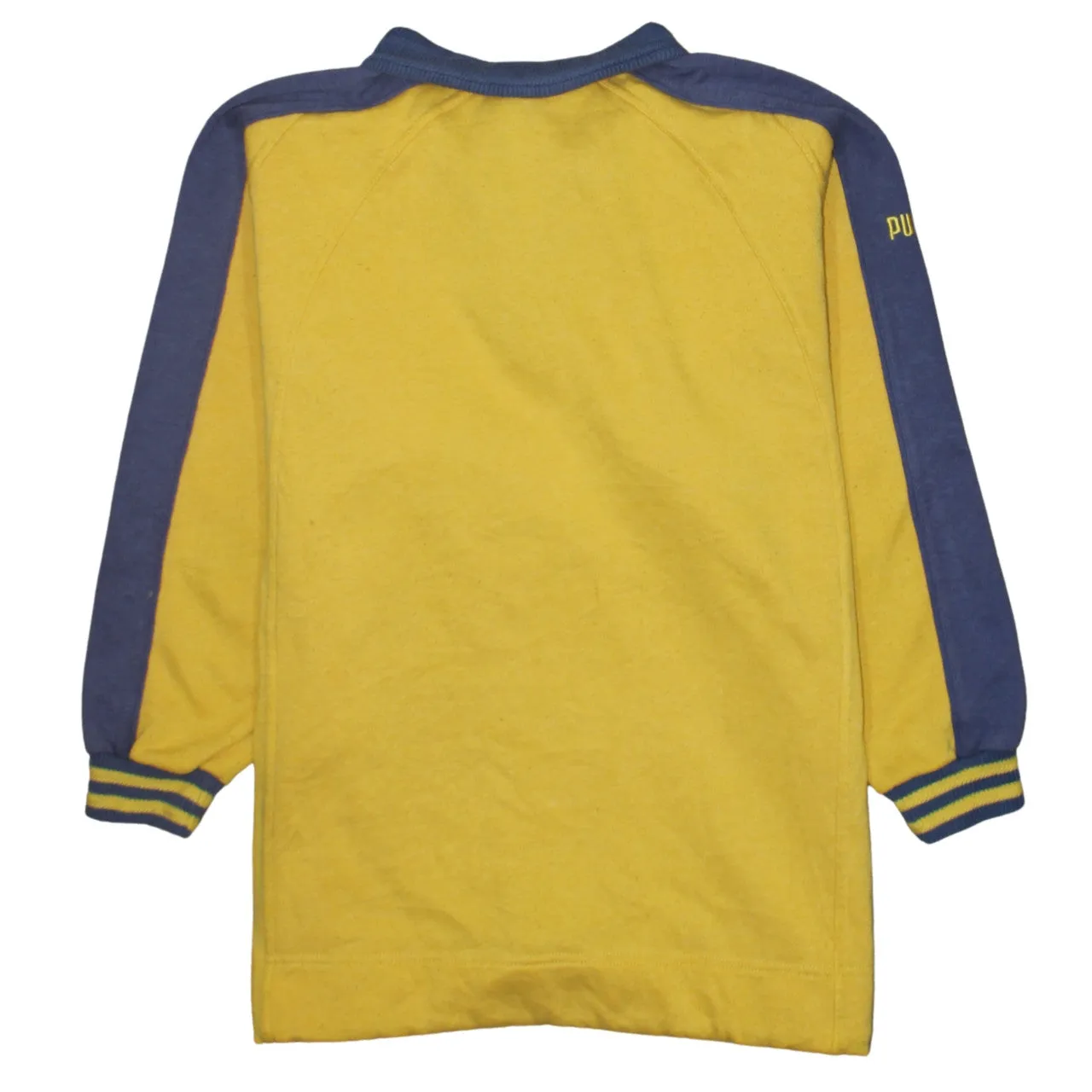 Puma Yellow Half Zip Sweatshirt Men's XSmall Embroidered Classic Logo Contrast Sleeves Pullover Top sold by Vintage Club product image thumbnail 2