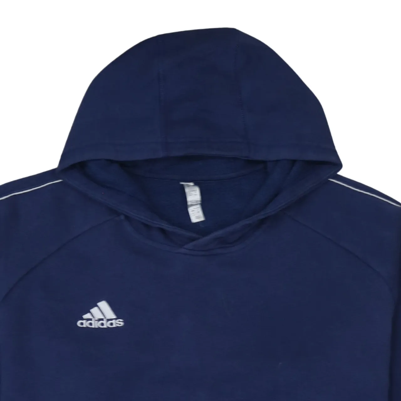 Adidas Navy Blue Hoodie Women's 2XL Embroidered Chest Logo Contrast Shoulder Stripes Pullover Sweatshirt sold by Vintage Club product image thumbnail 3