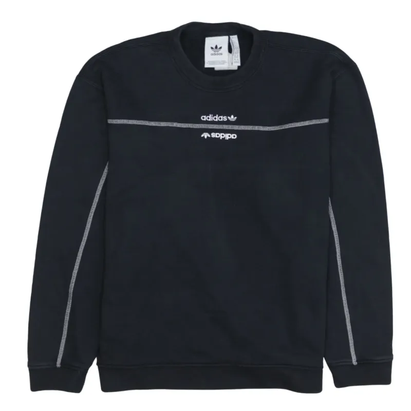 Adidas Black Sweatshirt Men's XSmall Embroidered Logo Contrast Stitch Crewneck Pullover Top sold by Vintage Club