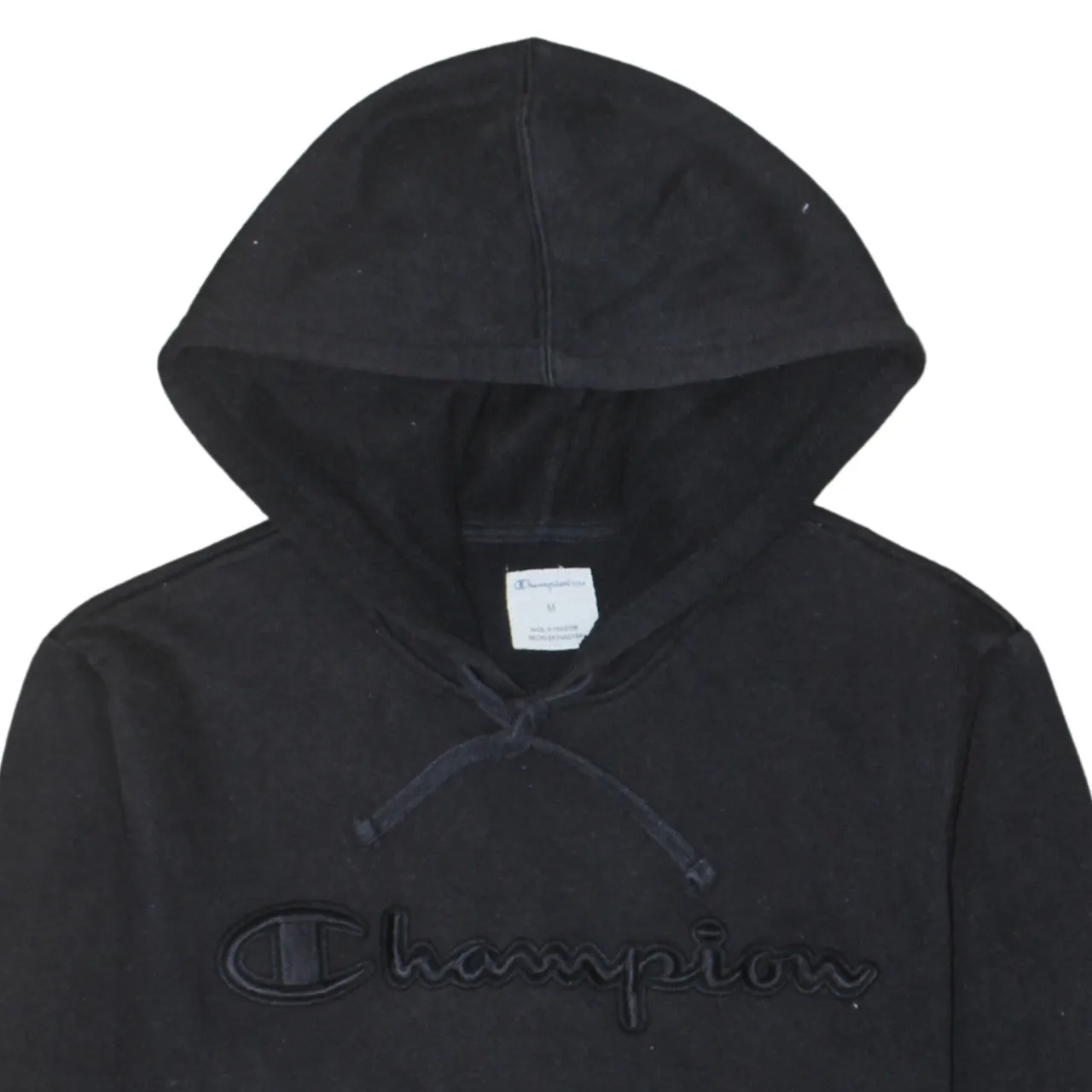 Champion Black Hoodie Men's Medium Embroidered Script Logo Front Pocket Pullover Sweatshirt sold by Vintage Club product image thumbnail 3