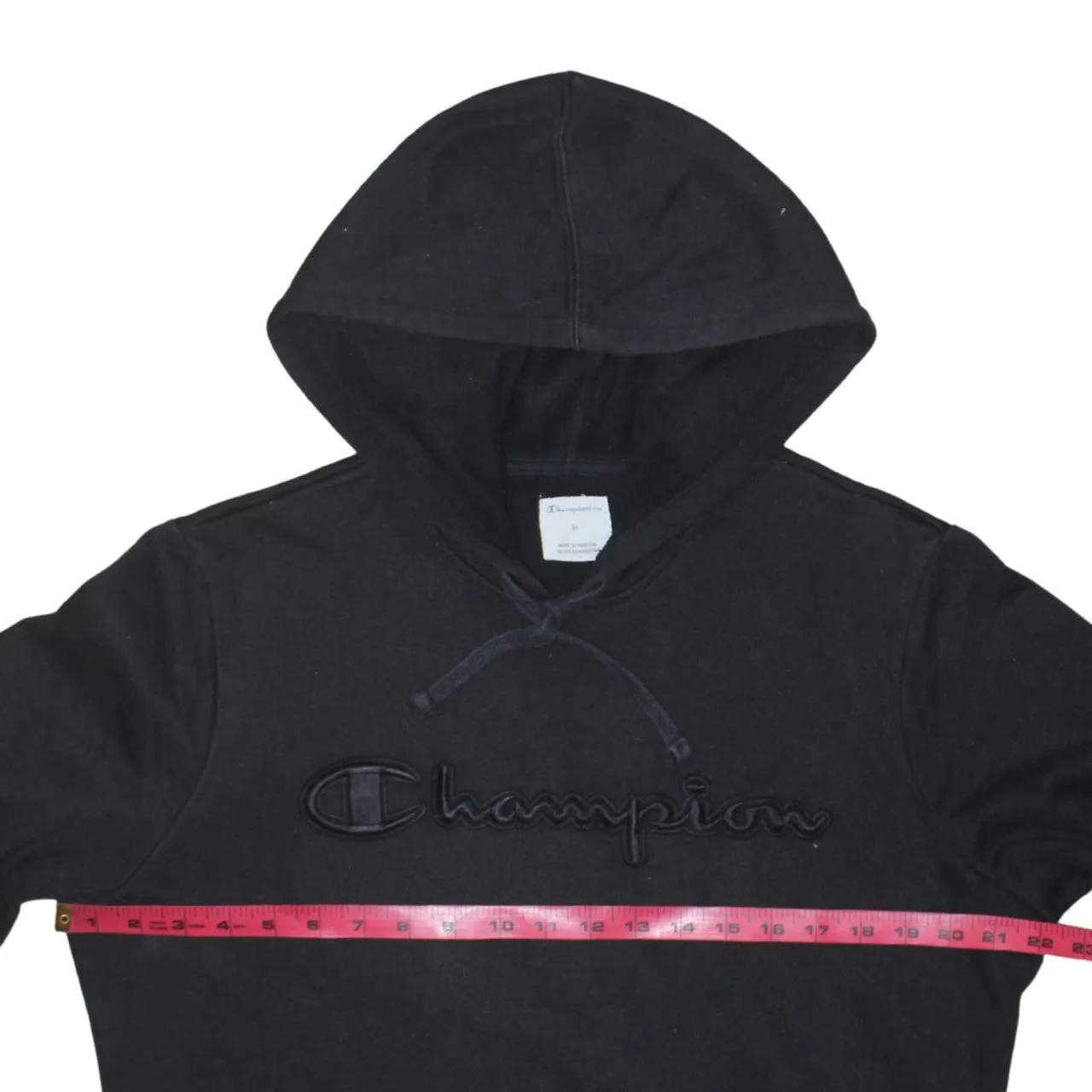 Champion Black Hoodie Men's Medium Embroidered Script Logo Front Pocket Pullover Sweatshirt sold by Vintage Club product image thumbnail 5