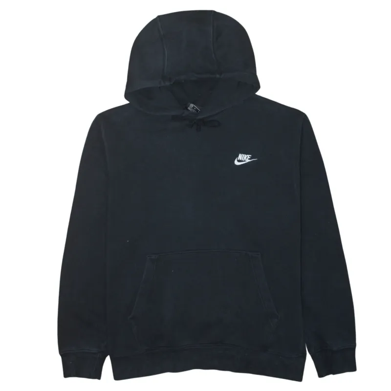 Nike Black Hoodie Men's Medium Embroidered Swoosh Logo Front Pocket Pullover Sweatshirt sold by Vintage Club