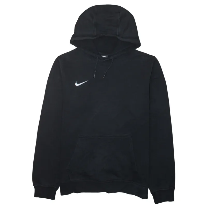 Nike Black Hoodie Men’s Large Embroidered Swoosh Logo Front Pocket Pullover Sweatshirt sold by Vintage Club