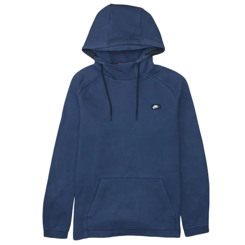 Nike Navy Blue Hoodie Women’s Large Small Chest Patch Logo Front Pocket Pullover Sweatshirt sold by Vintage Club