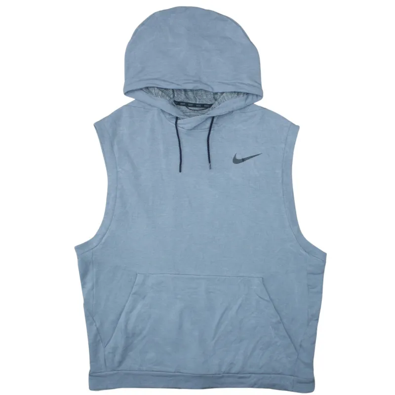 Nike Light Blue Sleeveless Hoodie Women’s XXLarge Printed Swoosh Pocket Pullover Top made by Nike