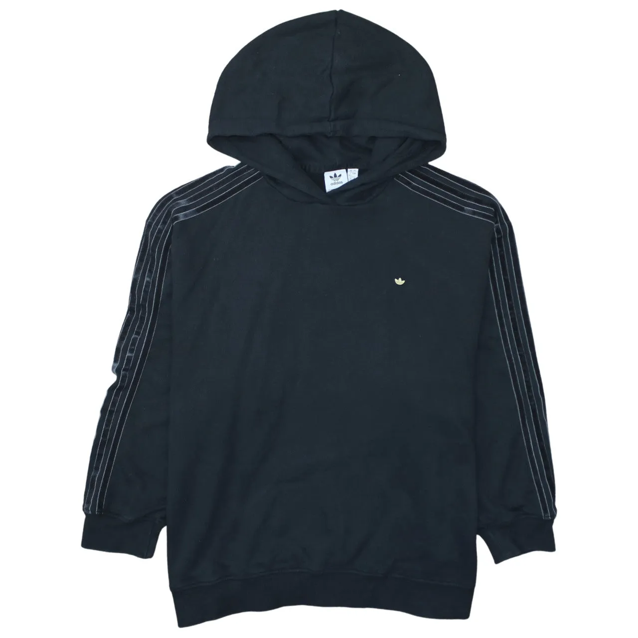 Adidas Black Hoodie Women’s XXXLarge Small Trefoil Logo Three Stripe Sleeves Pullover sold by Vintage Club